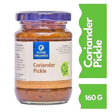 Future Organics Coriander Andhra Pickle - 160 Grams | 100% Fresh Achar with Homemade Taste & Pure Natural Healthy Ingredients
